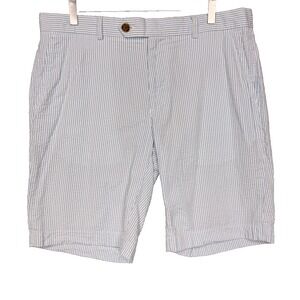 Brooks Brothers Shorts Mens 36x10 Blue White Stripe‎ Seersucker 100% Cotton Prep